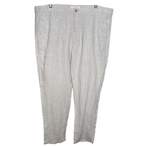 Joseph Abboud Mens Oatmeal Linen Cotton Modern Fit Pants Sz 40x32 Coastal Light